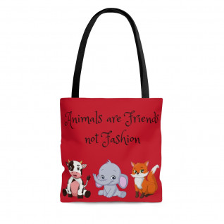 Animals Are Friends Tote Cherry Red