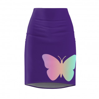 Neon Butterfly Pencil Skirt purple